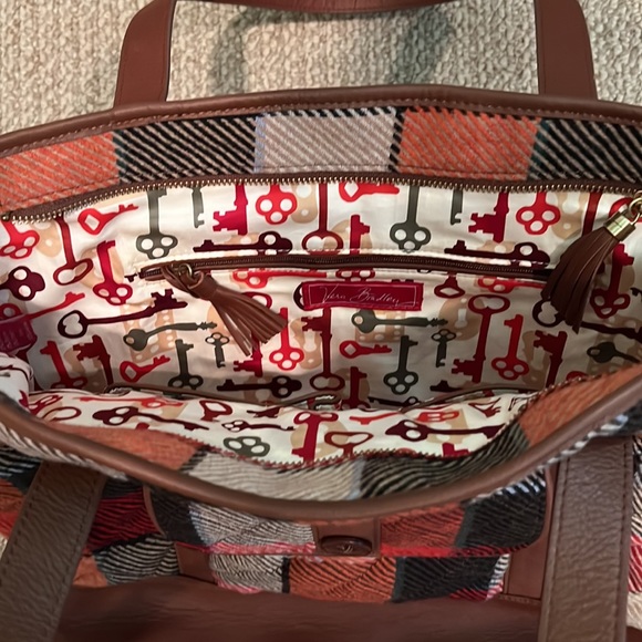 Vera Bradley Flannel and Leather tote. Perfect condition, just changed my mind. - Picture 3 of 6